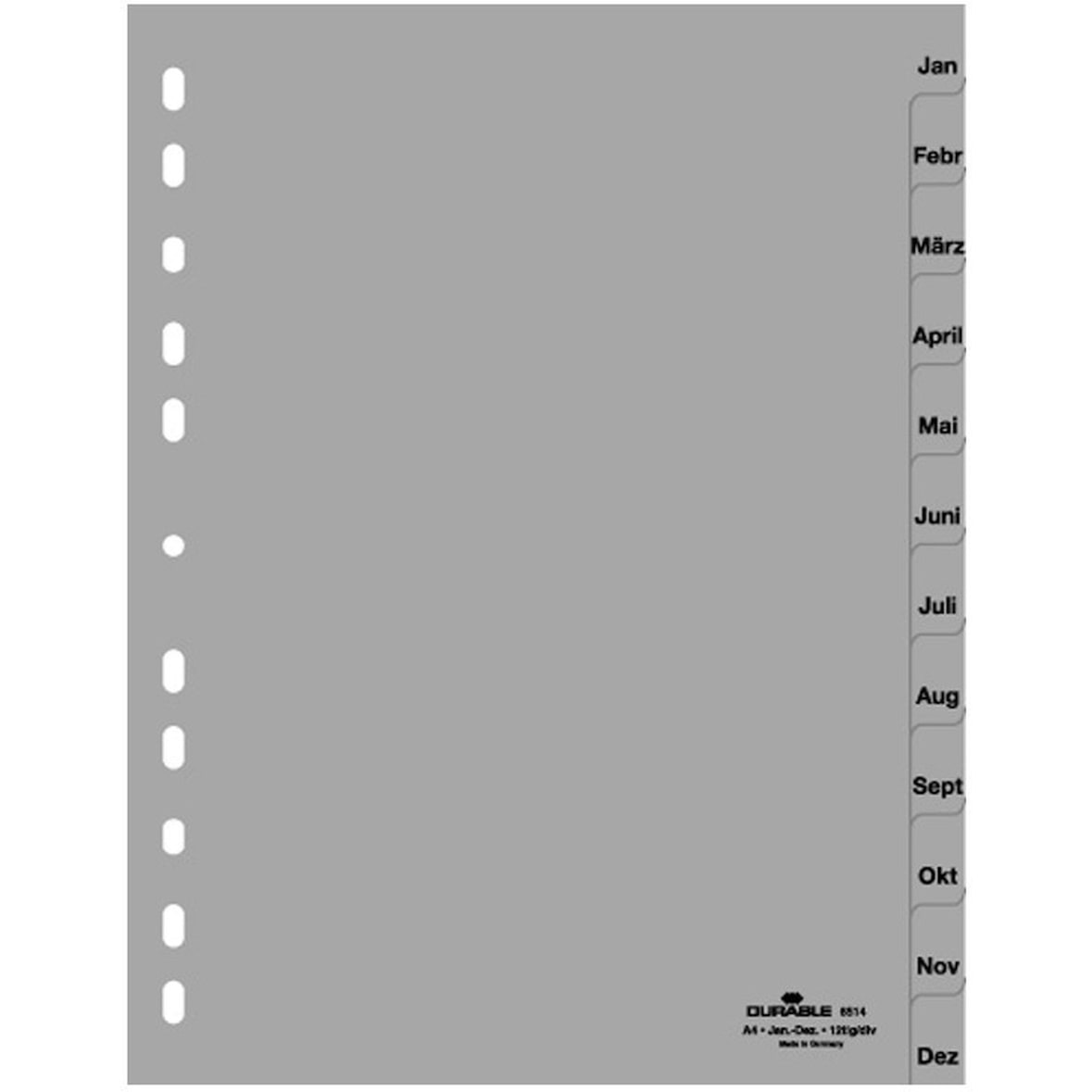 Register A4 Jan.-Dez. PP grau