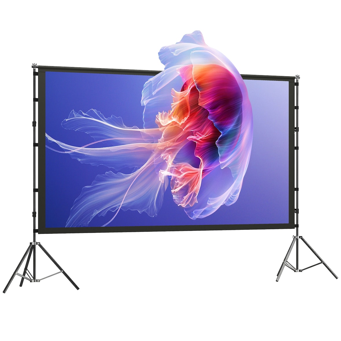 HD Beamer Projectiescherm 100 inch Staand 254 cm 16:9 HD 4K/8K projectiedoek met statief - dubbelzijdig doek met inklapbare statieven - WK voetbal