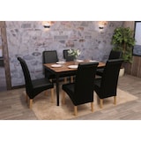 thumbnail of Conjunto de 6 cadeiras de sala de jantar Cadeira de cozinha Cadeira M37 ~ imitação de pele mate, preto, pés de cor clara