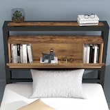 thumbnail of Merax Metallbett Einzelbett 90 x 200 cm mit Stauraum-Kopfteil, Metall Bettgestell Bettrahmen Für Erwachsene, Schwarz Industrielles Bett