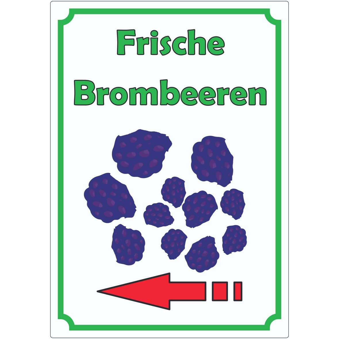 Frische Brombeeren Aufkleber Hochkant mit Pfeil links A4 (210x297mm)
