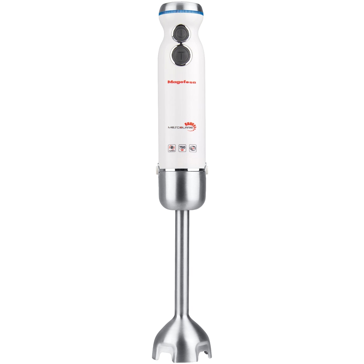 Magefesa Mescolare - Batidora de Mano 750W, Cuchillas Acero Inoxidable, Desmontable, Mango Ergonómico, Velocidad Regulable, Función Turbo