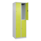 thumbnail of C+P Spind Classic PLUS, 4 Abteile, HxBxT 185x60x50cm, Zylinderschloss, Hellgrau/Clowngrün von PROREGAL