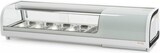 thumbnail of Vetrina Frigo Sushi - Refrigerata - da Banco - Vetri Curvi - Motore Incorporato - Bianca - 5 GN 1/3 - 132,5x42x26,5h cm