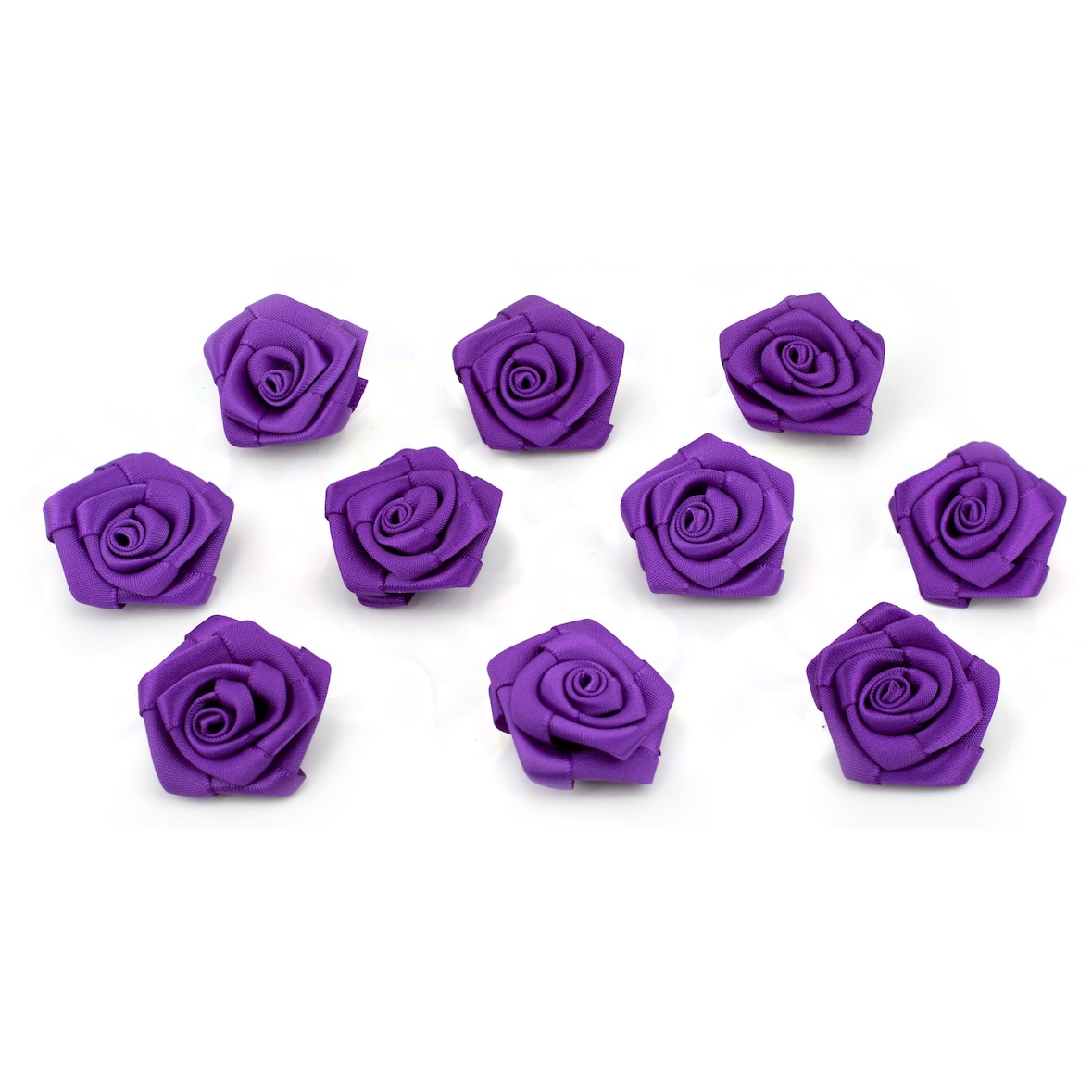 Satinrosen 3cm 10 Stück Stoffblumen zum Basteln Dekorieren Hochzeit Geschenkverpackung Blütendeko Tischdeko Handarbeit Stoffrosen Deko Blumen Lila