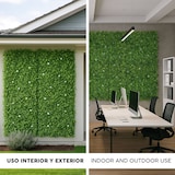 thumbnail of WellHome - Jardín Vertical Artificial - Panel de Seto 100x100cm para interior y exterior - con Hojas en color verde y Flores blancas