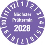 thumbnail of Dreifke® Prüfplakette Nächster Prüftermin 2028, violett, Polyesterfolie, Spez.Ø20mm, 36 Stk.
