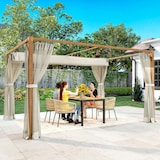 thumbnail of Pérgola de jardín 4x3 m cenador para exterior con techo retráctil mosquiteras laterales de malla y marco de aluminio para terraza patio