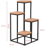 thumbnail of Metalen Plantentafel met Houten Etagères - 34 x 34 x 67 cm - Plantenrek - Tuin Etagere - Plantenzuil - Vierkant