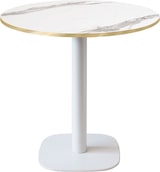 thumbnail of RestooTab - Tisch Round weiß Ø70cm Dekor weißer Marmor Kanten messingfarben