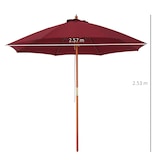 thumbnail of Outsunny Ombrellone da Giardino in Legno con Tettuccio Antivento Rosso