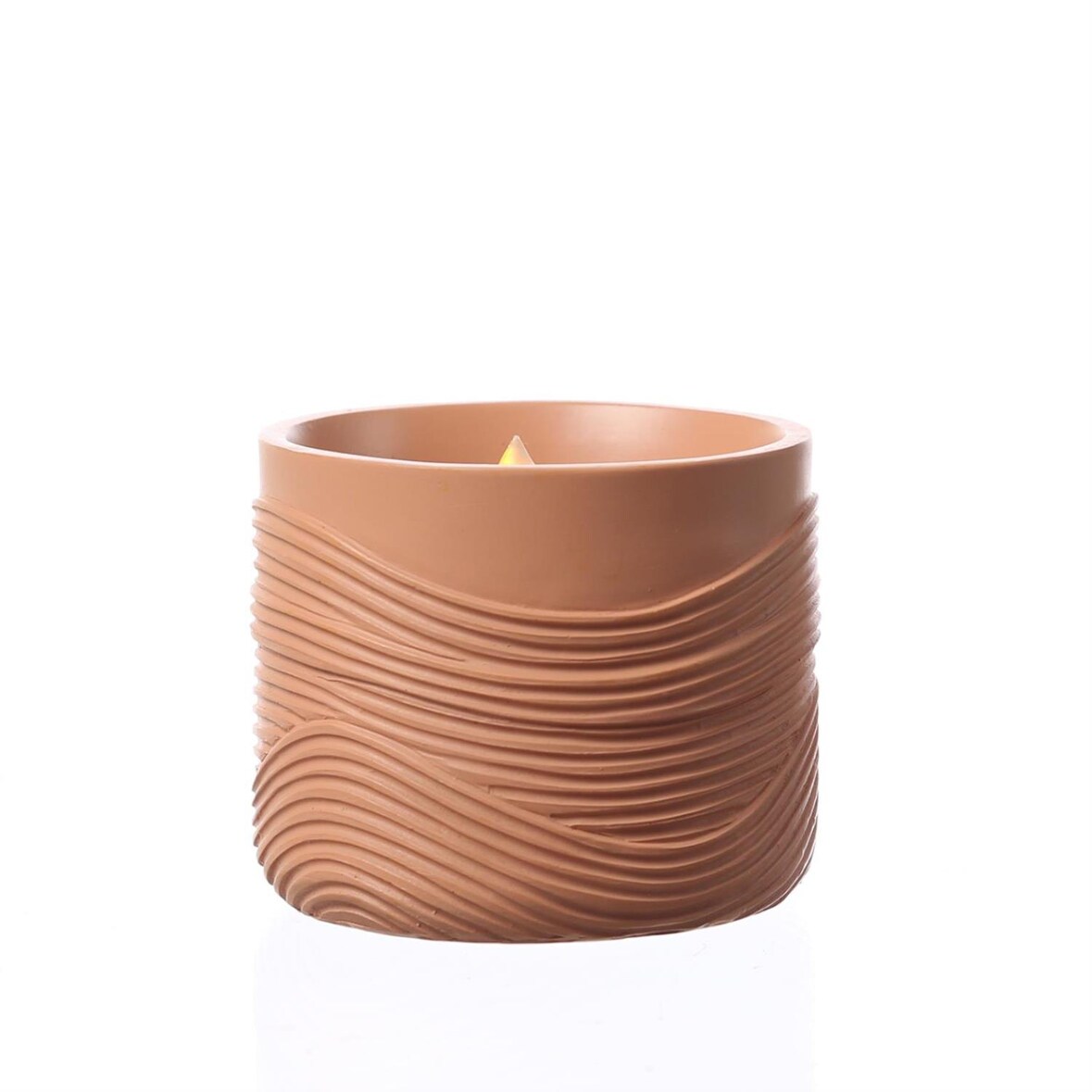 LED Solar Windlicht Wellenmuster Solar Kerze flackernd Tischleuchte terracotta