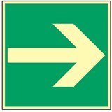 thumbnail of Schild Richtungsangabe, BGV A8, Kunststoff, langnachleuchtend, 160-mcd, 200x200 mm