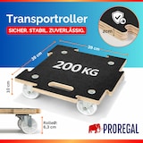thumbnail of PROREGAL Profi Transportroller HERCULES BxT 39x39cm Traglast 200kg 4 Gummirollen & Griff Siebdruckplatte Rollbrett Modular Möbelroller Transporthilfe