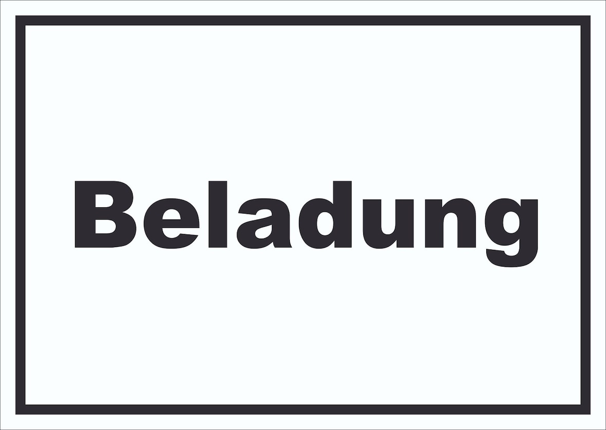 Beladung Schild mit Text Transport Fracht waagerecht A4 Rückseite selbstklebend