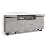 thumbnail of Sideboard, Schrank, Küche, Sideboard, Flurschrank, 200x35x87cm, 4 Türen, Elektrischer Kamin, Industriedesign, Moderner Stil, Zementgrau - 61_12