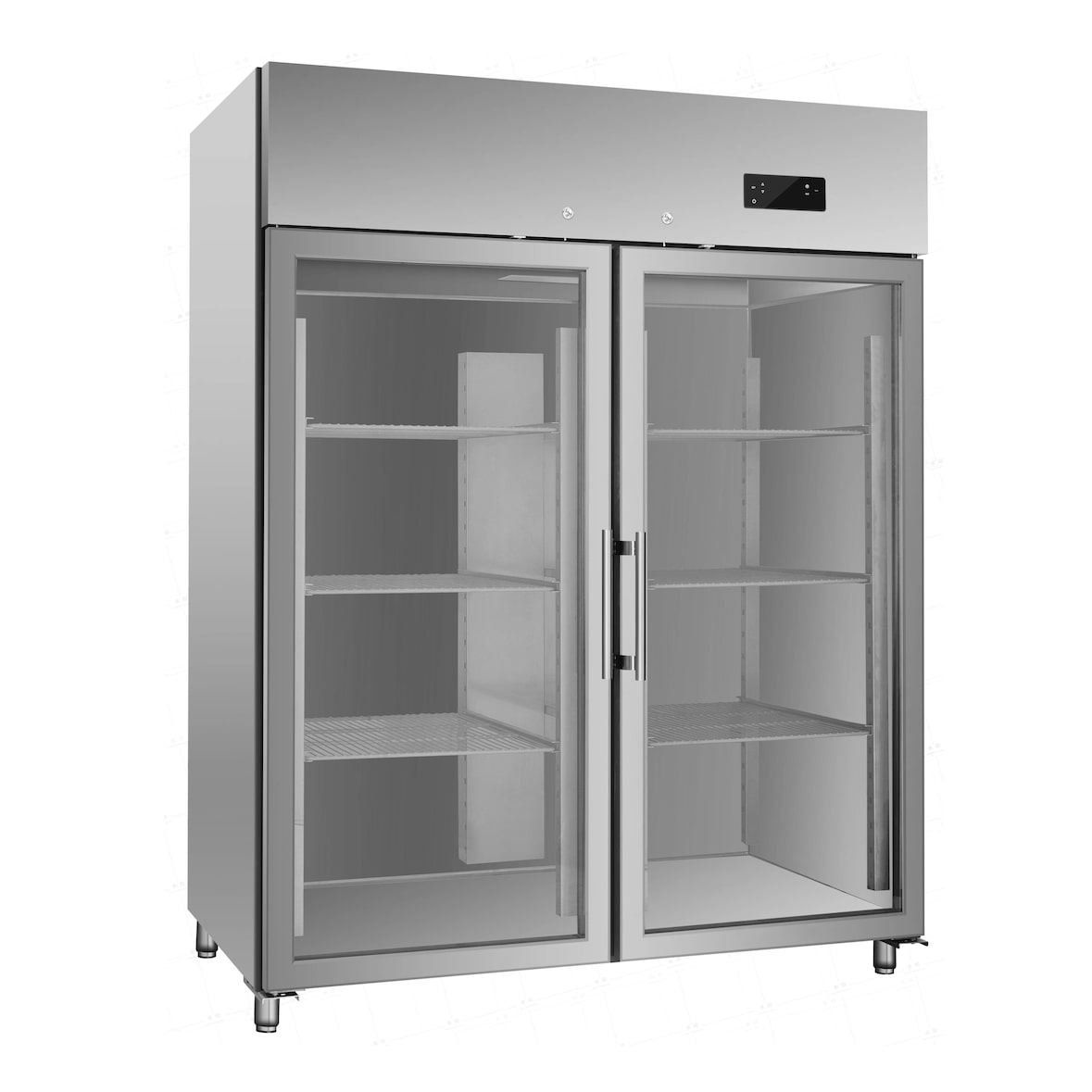 Armario refrigerado de acero inoxidable 2 puertas de cristal 1400 lt ventilado -2 +8 °C tropicalizado - AH