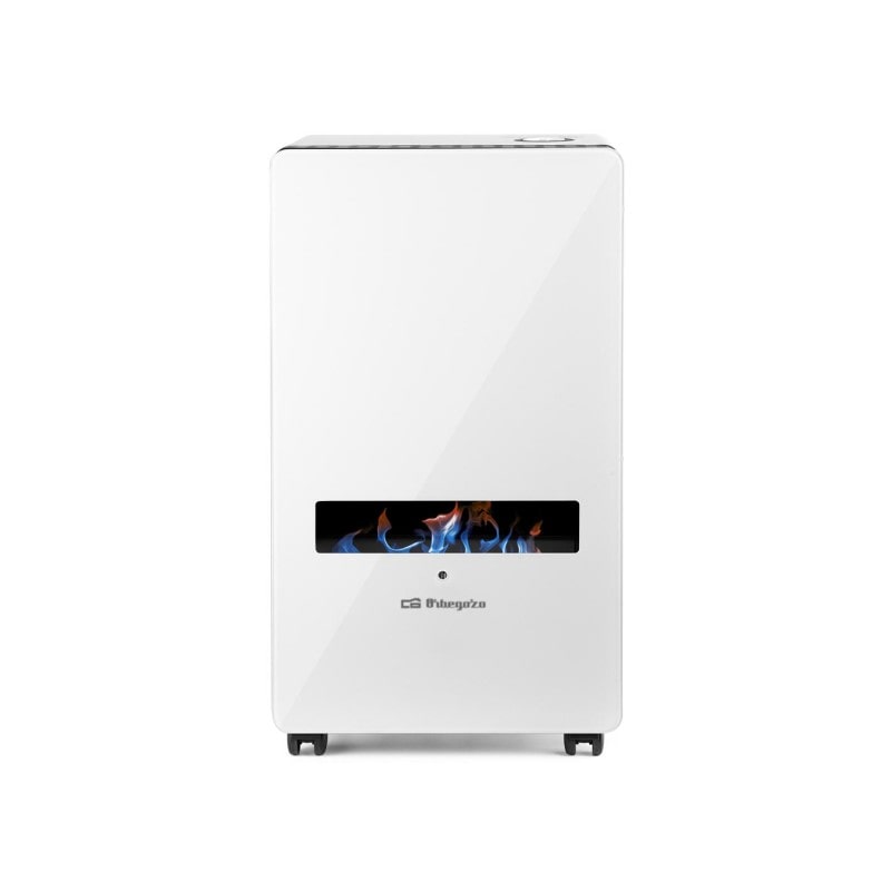 Estufa Orbegozo Hbf120  Llama Azul Fuego Real 3800w Clase A Frontal Cristal Blanco Gas Butano/propano