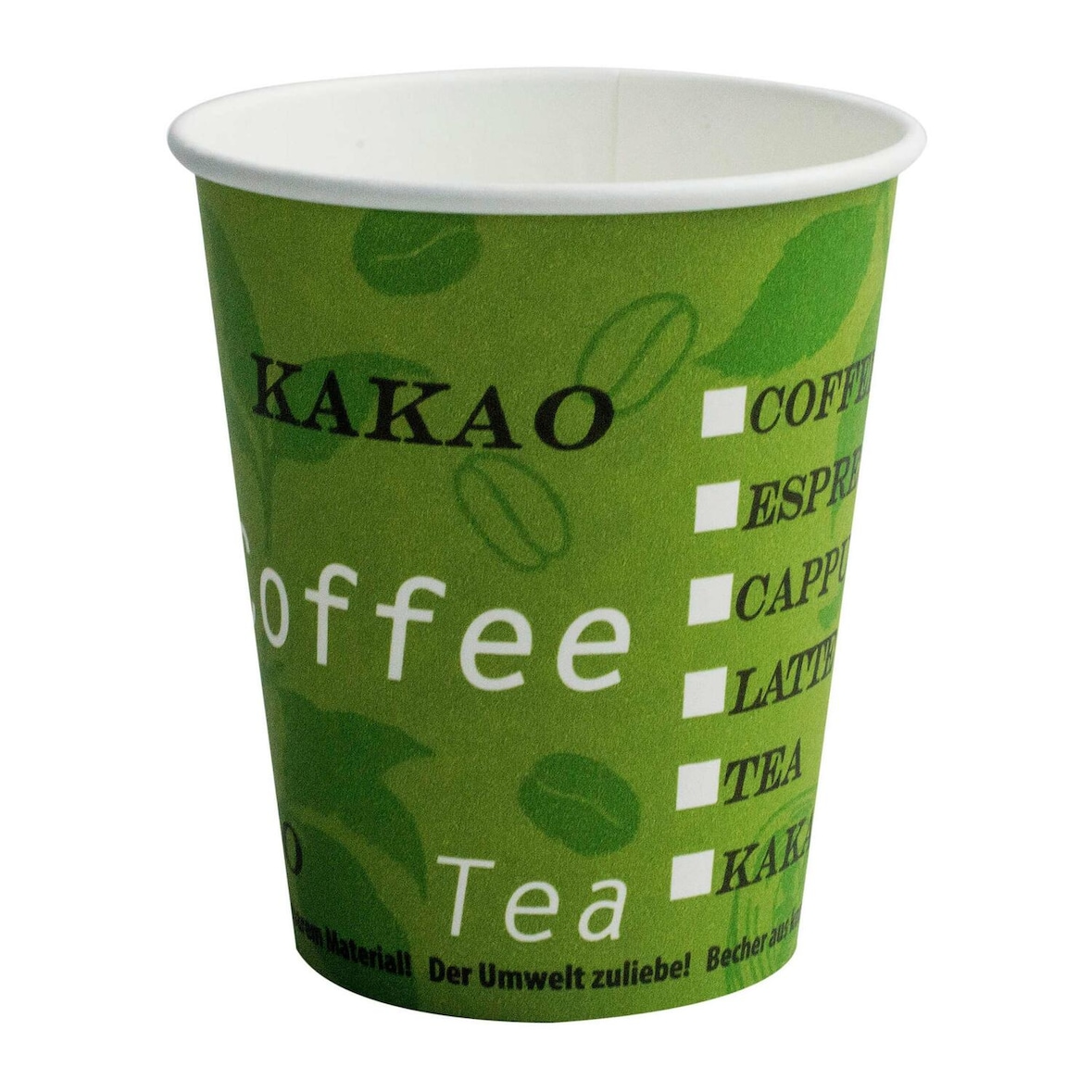 75x BIO Automatenbecher Kaffeebecher Pappbecher 80mm O  Bio Green 200 ml