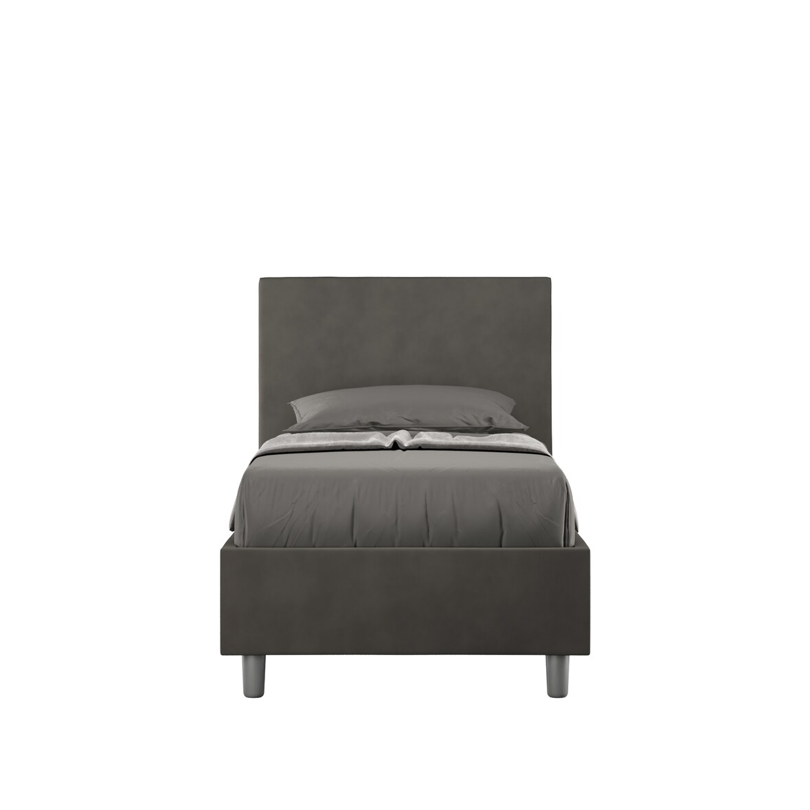 Letto Singolo con rete imbottito 80x210 microfibra grigio Adele