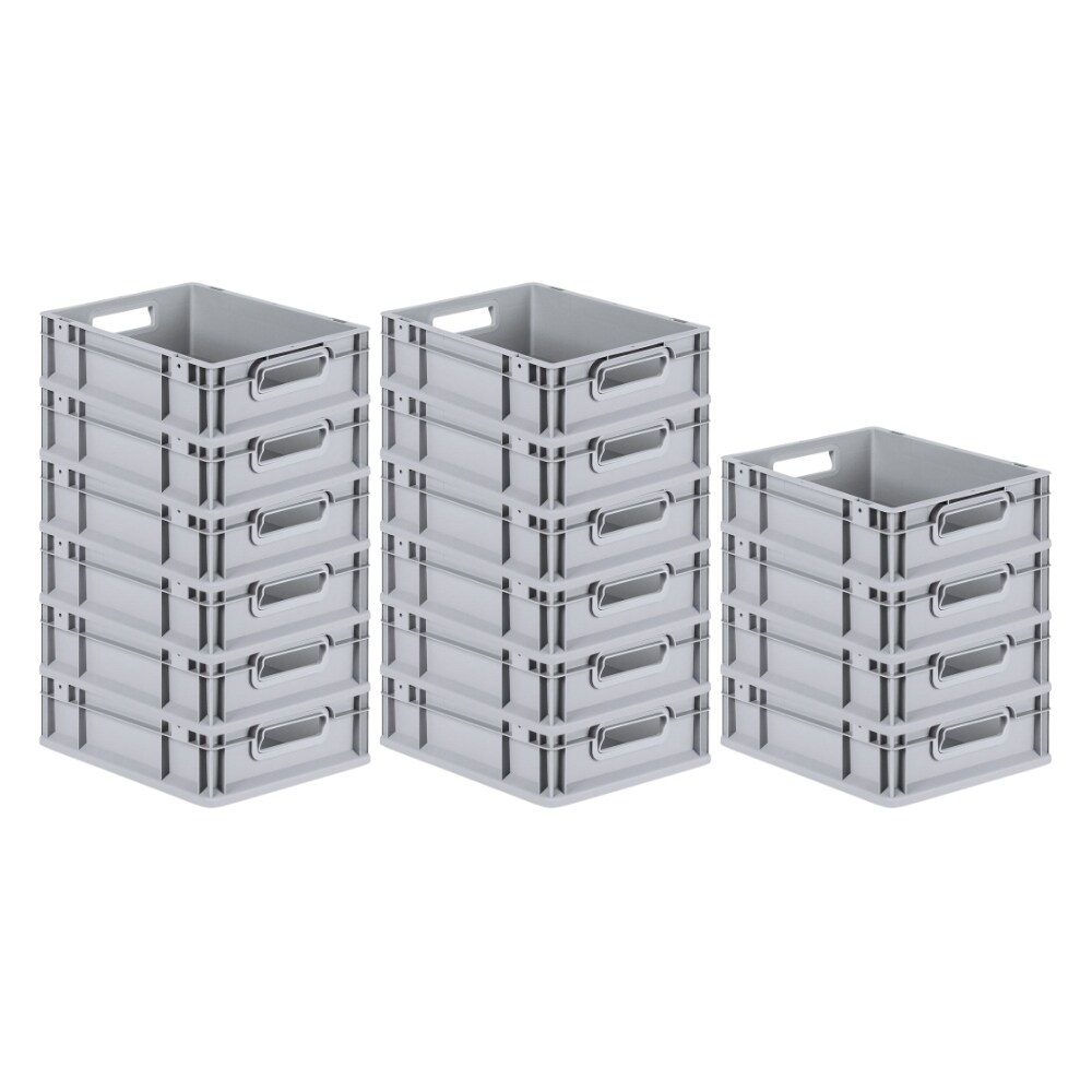 PROREGAL 16x Eurobox NextGen Grip | HxBxT 12x30x40cm | 11 Liter | Griffe offen | Glatter Boden | Eurobehälter