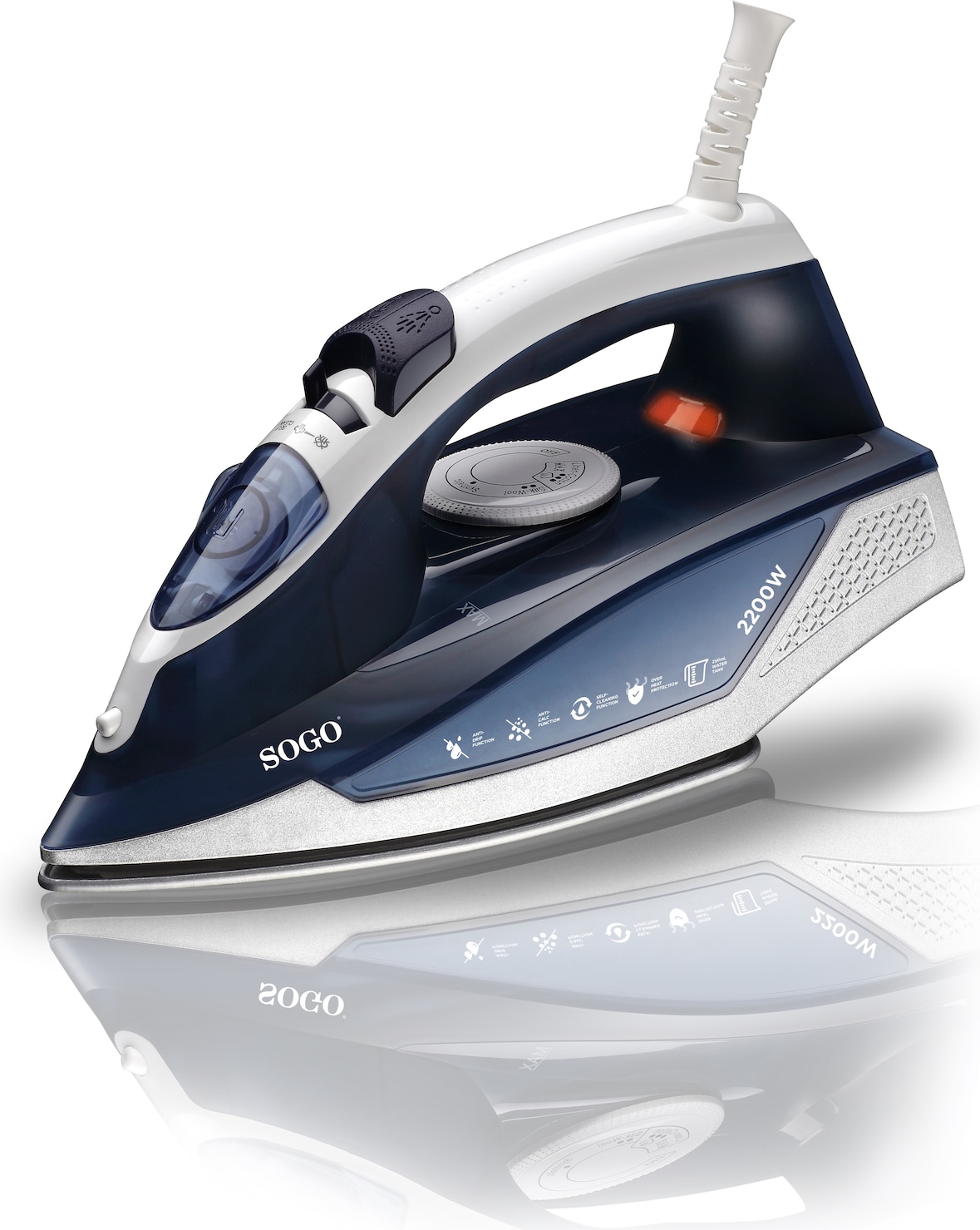 Ferro Sogo PLA-SS-6170, Regulação de débito de Vapor, Termostato Regulável, Potência : 2200 Watts