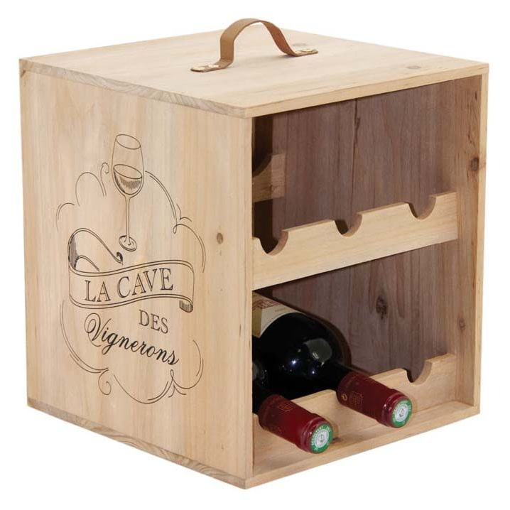 AUBRY GASPARD rangement pour 6 bouteilles en bois 27 x 27 x 30 cm