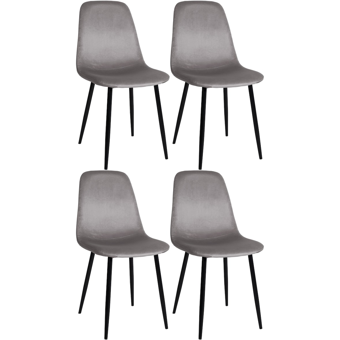 DELUKE® Esszimmerstühle 4er Set MOVI - Grau Samt, Metall 88x44x51cm Esszimmerstuhl Stuhl Esszimmer Küchenstühle