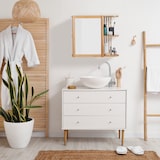 thumbnail of Relaxdays Wandregal mit Spiegel, Bambus, 2 halboffene Ablagen, 53x62x20 cm, Badezimmer, hängend, Spiegelschrank, natur