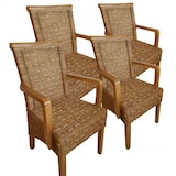 thumbnail of Esszimmer Stühle Set mit Armlehnen 4 Stück Rattanstühle braun Perth Korbstuhl Sessel nachhaltig : ohne Sitzkissen