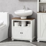 thumbnail of kleankin mueble para debajo del lavabo de madera armario de baño de suelo mueble bajo lavabo de pie con 2 puertas y estante 60x30x60 cm blanco
