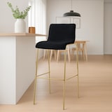 thumbnail of CLP 2er Set Barhocker Hover Stoff Vierfußgestell Gold Stoff HBT: 100x43x48 cm schwarz