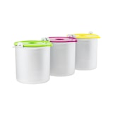 thumbnail of H.Koenig Eisbehälter BO318, passend für Eismaschine HF180 - 1 L - 3x Behälter in silber, Deckel in grün, pink und gelb
