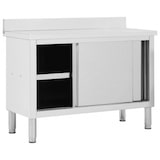 thumbnail of Table de travail avec portes coulissantes 120x50x(95-97)cm Inox