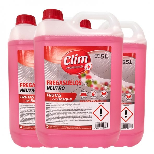 Limpador de piso neutro perfumado com frutas da floresta. Caixa 3 garrafas 5 litros