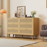 thumbnail of Kommode 120x40x76 Sideboard 6 Schubladen Stauraum Retro Schlafzimmer Büro Wohnzimmer Holz Eiche Metallgriffe modern