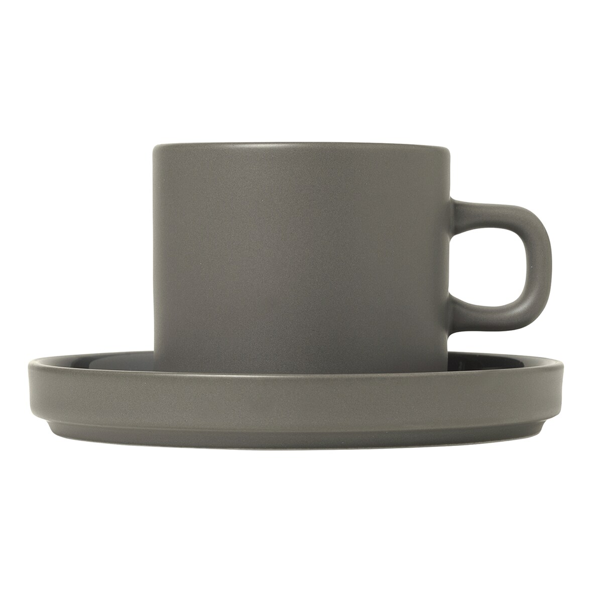 Blomus Pilar Set 2 Kaffeetassen mit Untertasse Pewter 200 ml