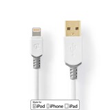 thumbnail of Nedis Lightning Kabel - USB 2.0 - Apple Lightning 8-Pin - USB-A Stecker - 480 Mbps - Vergoldet - 3.00 m - Rund - PVC - Grau / Weiss - Box