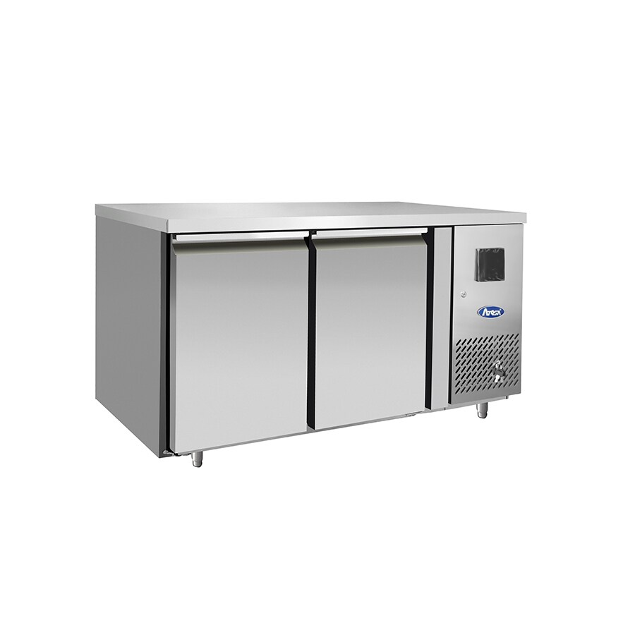 Atosa, Tavolo refrigerato 600 BT 2 porte, piano acciaio inox 304, corpo acciao inox 201, 1360 x 600 x 850 mm (L x P x A),grigio