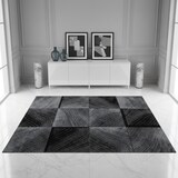 thumbnail of Teppich Wohnzimmer Karo Pflegeleicht Waschbar Strapazierfähig Schlafzimmer OEKO-TEX Schwarz 200x290 cm Gekettelt – INN von Kadima Design