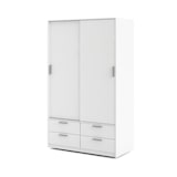 thumbnail of Line Kleiderschrank Schiebetürenschrank mit 2 Türen und 4 Schubladen, weiss.