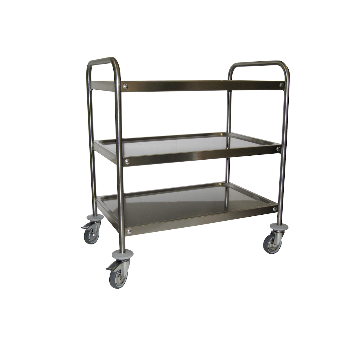 Gastro-Servierwagen aus Edelstahl, 3 Etagen, 80 cm breit