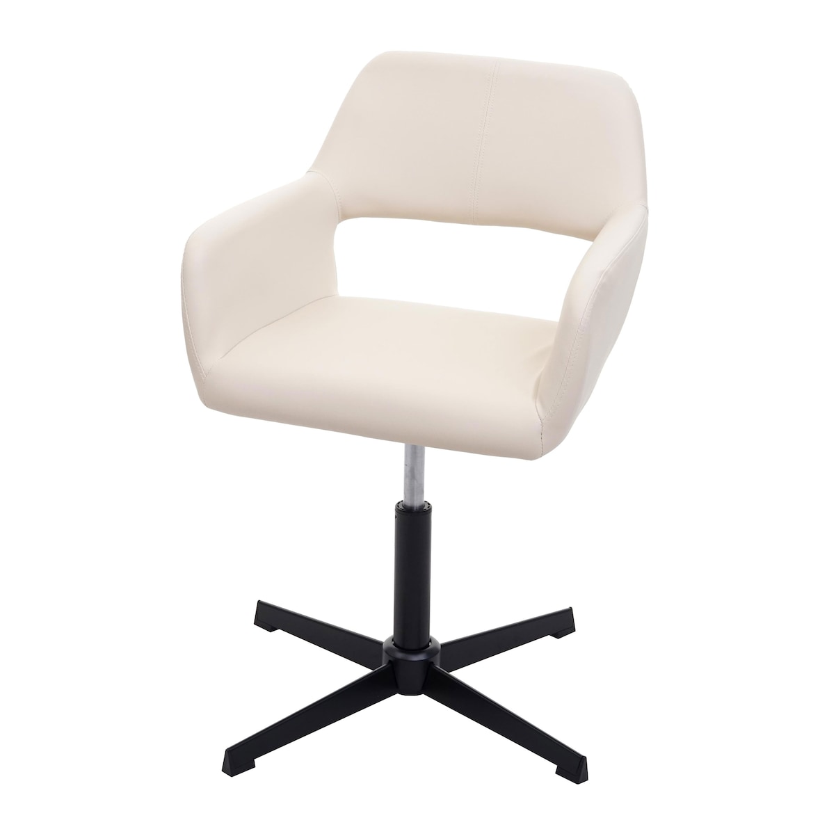 Home office chair HWC-A50 IV, woonkamer bureaustoel + eetkamerstoel ~ kunstleer crème, onderstel zwart