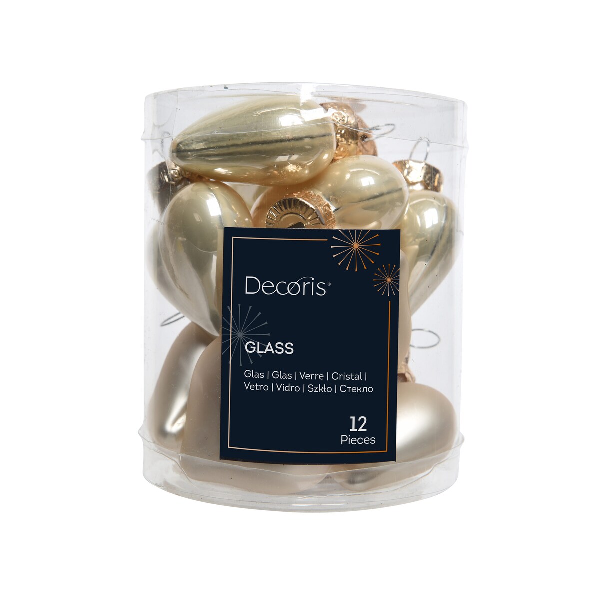 12 GlasHERZEN 4cm Christbaumschmuck Weihnachtskugeln Weihnachtsbaum champagner