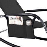 thumbnail of Gartenliege Sonnenliege Relaxliege Schaukelstuhl mit Kopfstütze und Seitentasche, aus Eisengestell, bis 150 kg belastbar, schwarz