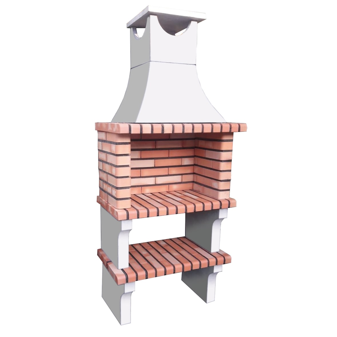 BBQ XL-ART - Churrasqueira simples produzida em tijolo e cimento refratário, com laterais em tijolo - 83x52x196cm