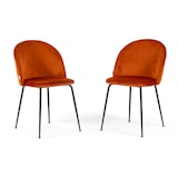 thumbnail of Lot de 2 chaises en velours avec pieds en métal, design élégant pour cuisine, salle à manger, bar ou restaurant – Sara – Rouille/Gris foncé