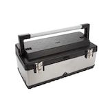 thumbnail of Caixa de ferramentas, aço inoxidável, com alça de alumínio, suporte de ferramenta removível, fechamento de metal, 590 x 280 x 255 mm