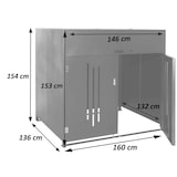 thumbnail of Müllcontainerverkleidung HWC-M54, Müllcontainerbox Industrie-Abfallcontainer, Container bis 1100L 154x160x136cm, Stahl