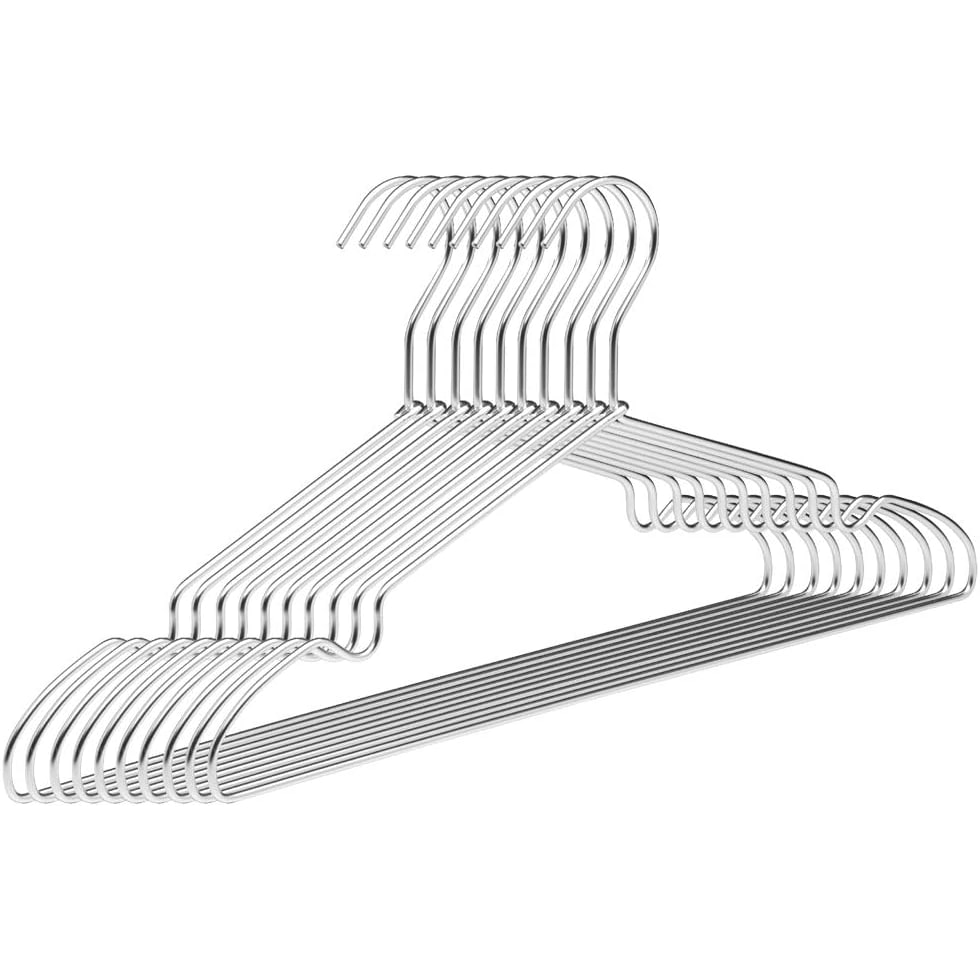 Percha Aluminio en Pack de 10, 20, 30 Y 40 Und. Perchas de Metal de 42 cm de Largo, Inoxidables y Resistentes, Color Plata, 10 Und.